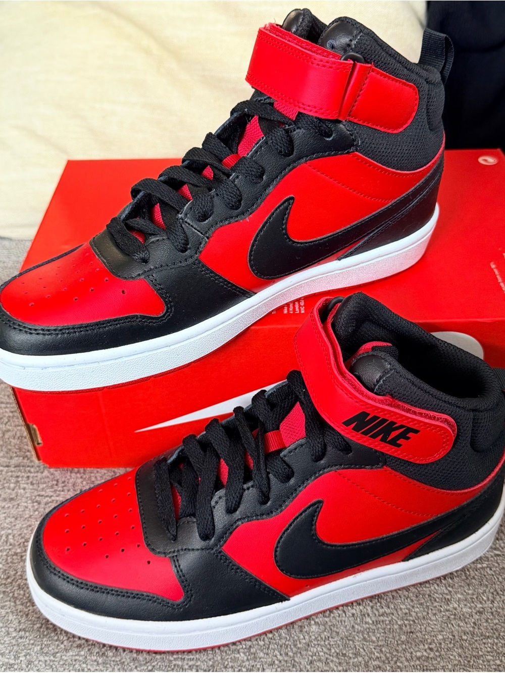 Nike Boys High-Top Sneakers — Red & Black